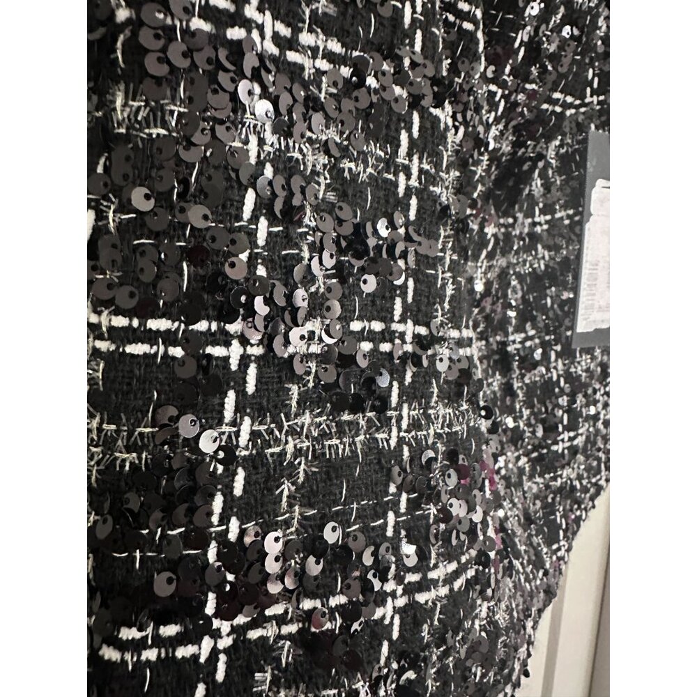 Gianni Bini Sequin Tweed A - Line Mini Skirt Women's Size 10 Black White NWT - Picture 2 of 14